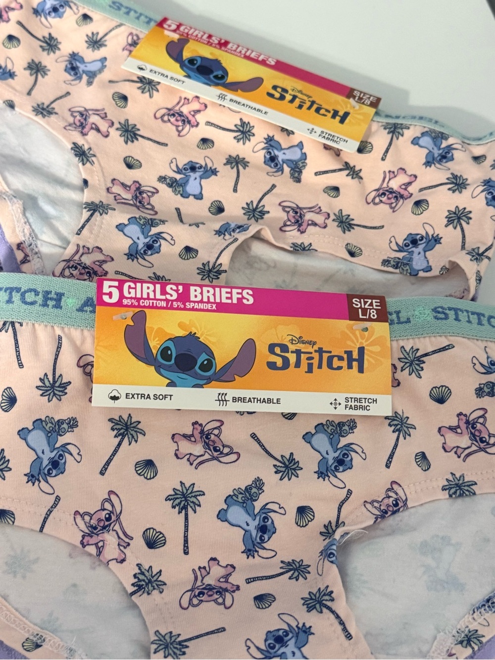 Bundle of Girls' Briefs - Pink Disneys Stitch Stretch Cotton (5-Pack)
